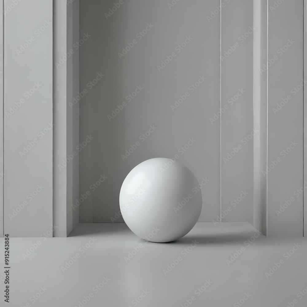 a white ball sitting on a white floor in a room a white ball sitting on a white floor in a room