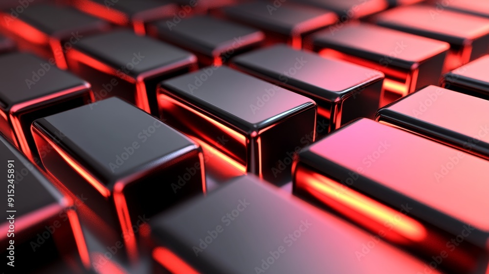 Obraz premium Abstract background of shiny metallic red and black cubes.