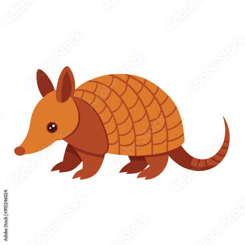 a armadillo cartoon vector illustration, isolated white background 
