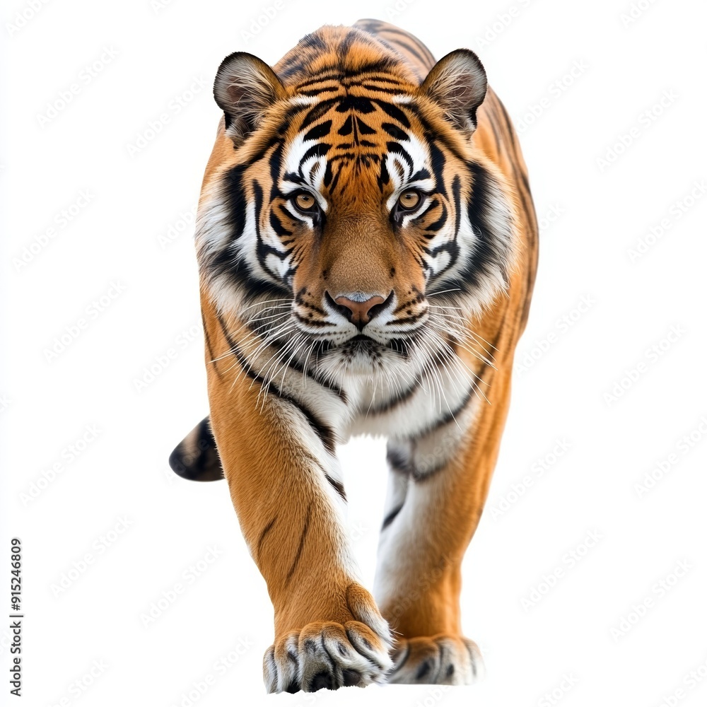 Obraz premium Striped Tiger Walking Towards the Camera