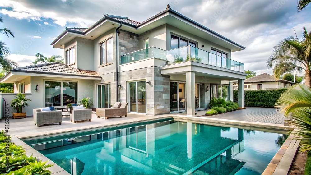 Fototapeta premium Modern luxury real estate house