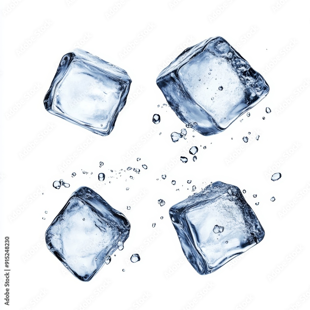 Obraz premium Four Ice Cubes Falling Through Air