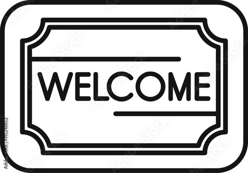 Simple line art icon of a welcome mat, perfect for representing hospitality and greeting