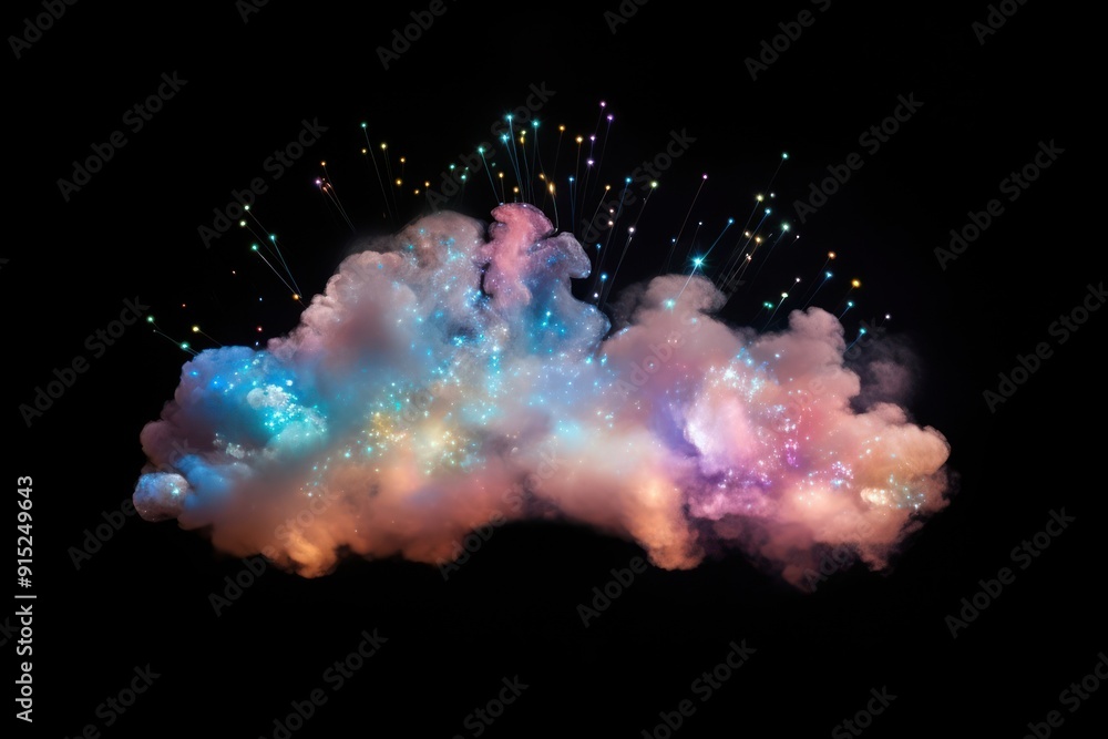 Rainbow cloud with a sparkle fireworks astronomy outdoors. Rainbow cloud with a sparkle fireworks astronomy outdoors.