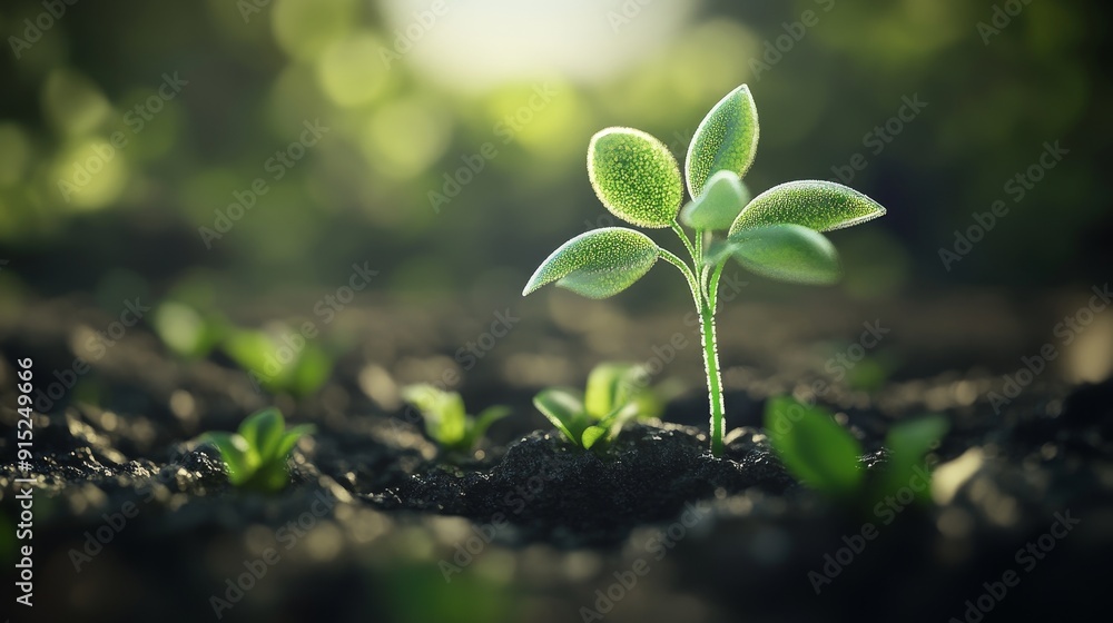 A small green sprout emerges from the rich soil, bathed in warm sunlight. New life bursts forth in the natural world. A small green sprout emerges from the rich soil, bathed in warm sunlight. New life bursts forth in the natural world.