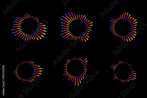 Sound waves equalizer spectrum set, Radio frequency Circle audio waves. Vector illustration design elements isolate.