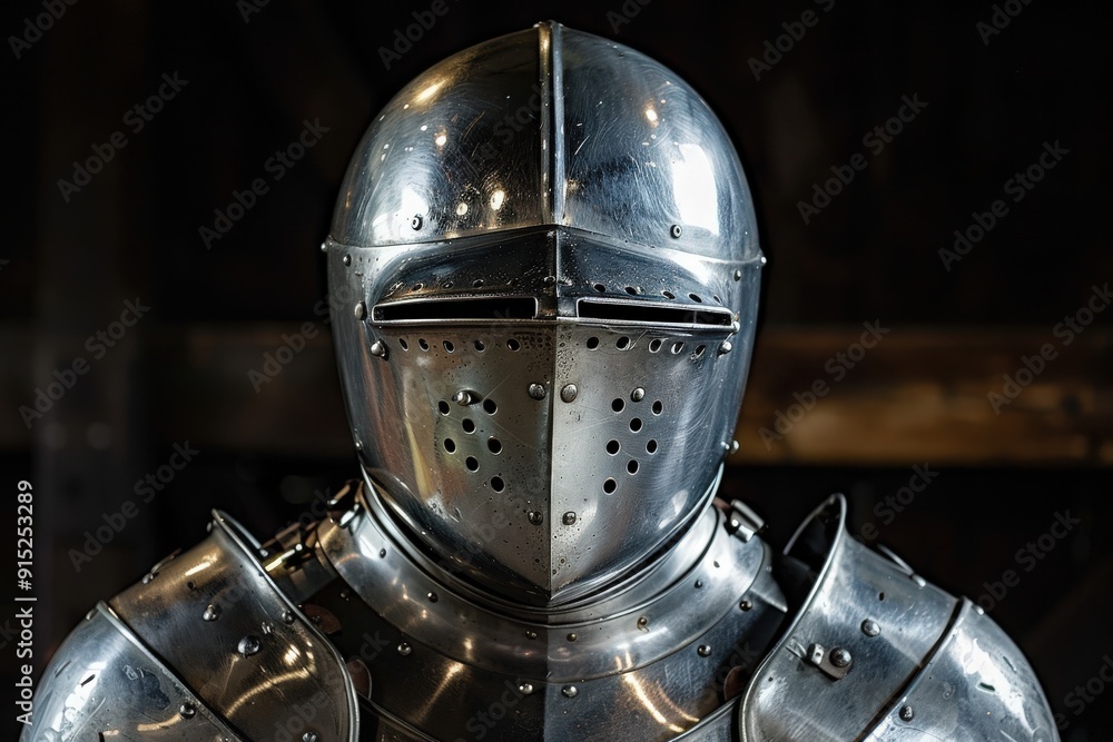 A knight clad in polished armor gazes defiantly, embodying strength and courage in a shadowy, ancient setting. A knight clad in polished armor gazes defiantly, embodying strength and courage in a shadowy, ancient setting.