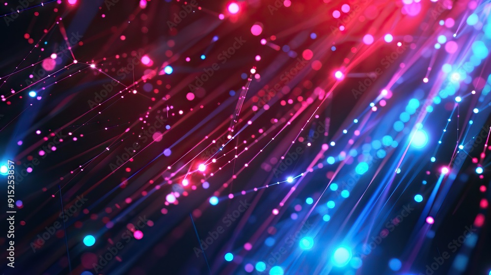 Abstract Background with Glowing Neon Lines in Blue and Red. AI generated illustration. Abstract Background with Glowing Neon Lines in Blue and Red. AI generated illustration.