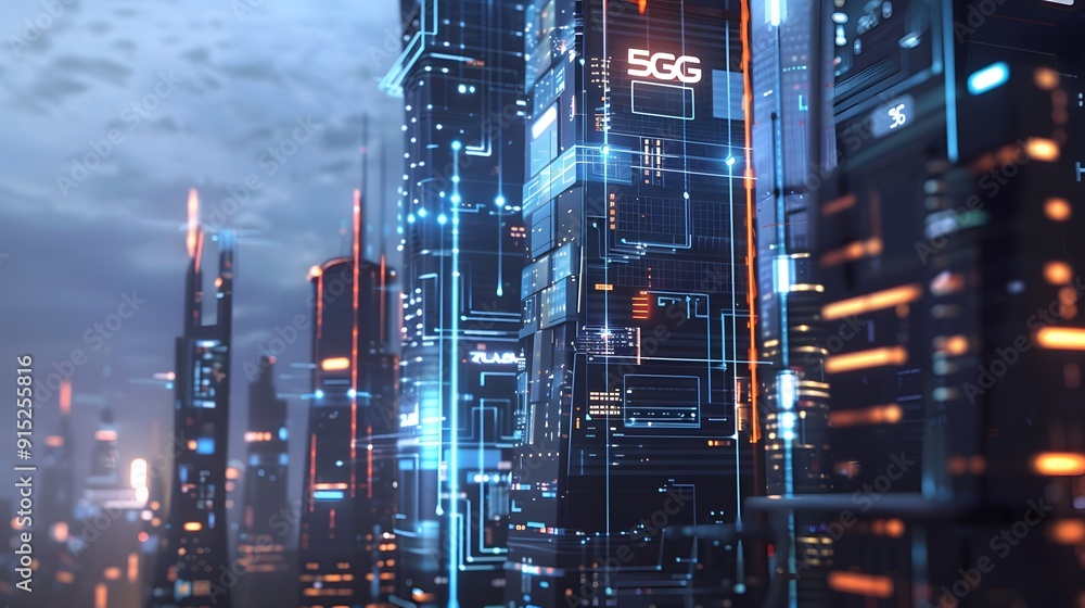 Futuristic 5G tower designed for high speed internet connectivity. advanced technology elements Futuristic 5G tower designed for high speed internet connectivity. advanced technology elements