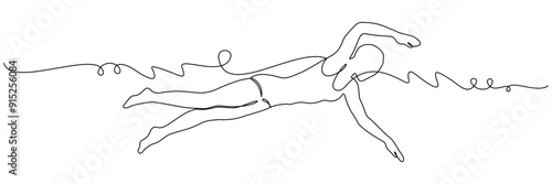 swimming line art