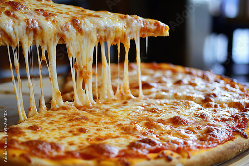 Slice of delicious cheese pizza. Background for Cheese pizza day on th September