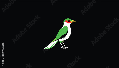 Editable Vector Image of Common Green Magpie Logo Design: Vibrant and Customizable Avian Emblem photo