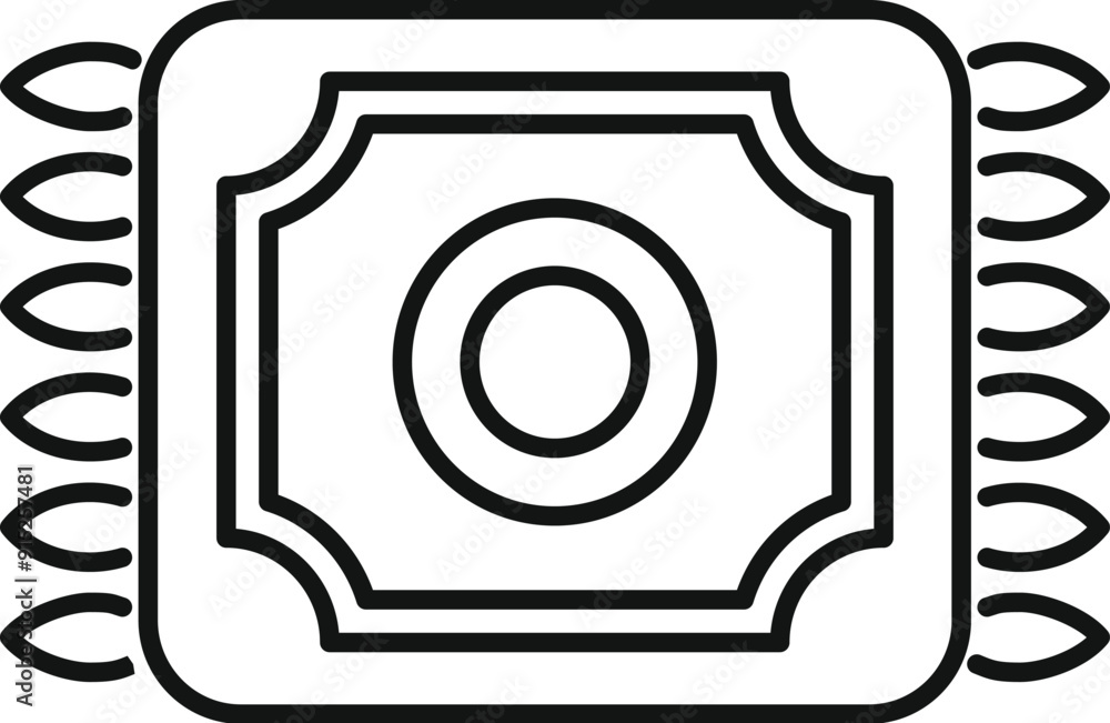 Line art icon of a muslim prayer rug, representing islamic faith and traditions Line art icon of a muslim prayer rug, representing islamic faith and traditions