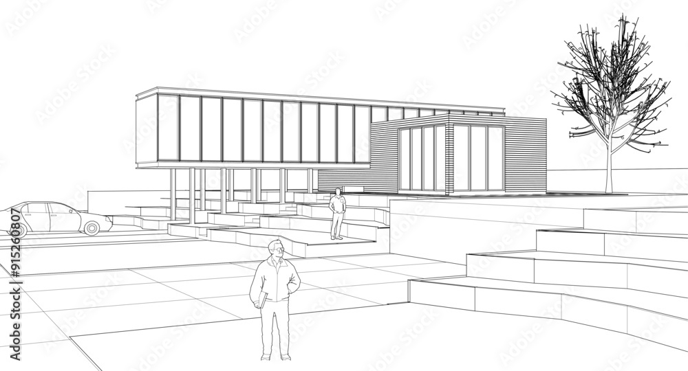townhouse architectural sketch 3d illustration
townhouse architectural sketch 3d illustration