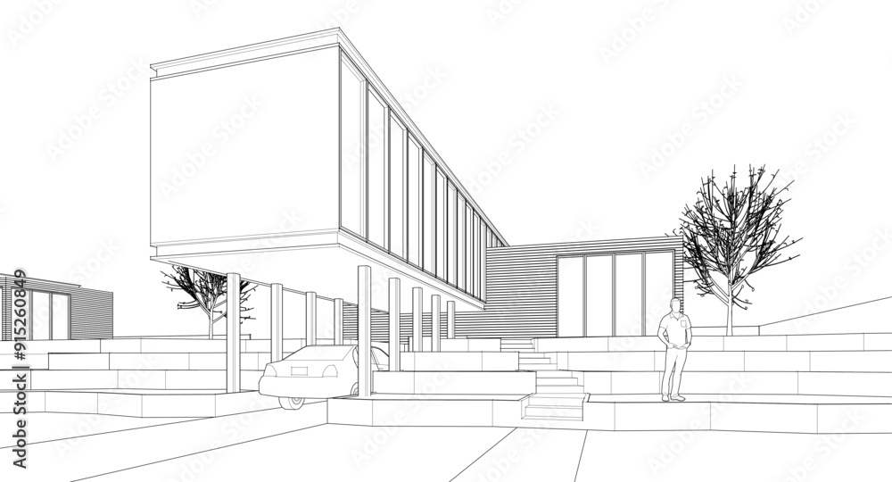townhouse architectural sketch 3d illustration
townhouse architectural sketch 3d illustration