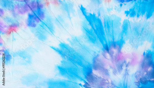 Pastel .Painting Watercolor Art. Artistic Paint Blue Messy Dyed Background. Bright Artistic Paint Dirty Tie Dye Banner. Blue Pastel Fashion Watercolour Print.