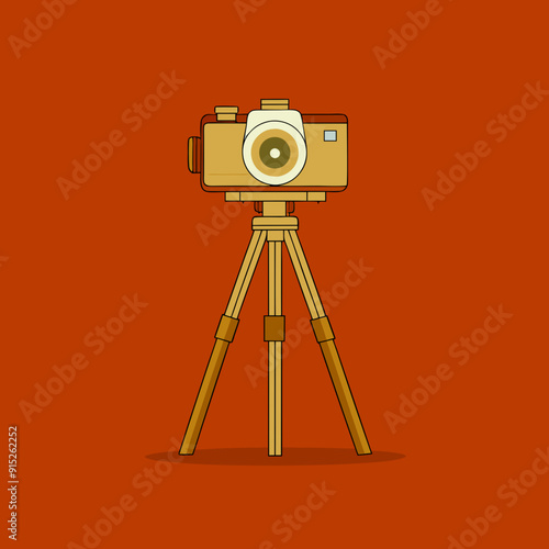  graphic retro dslr camera on tripod