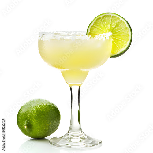 Margarita cocktail with lime isolated on white background