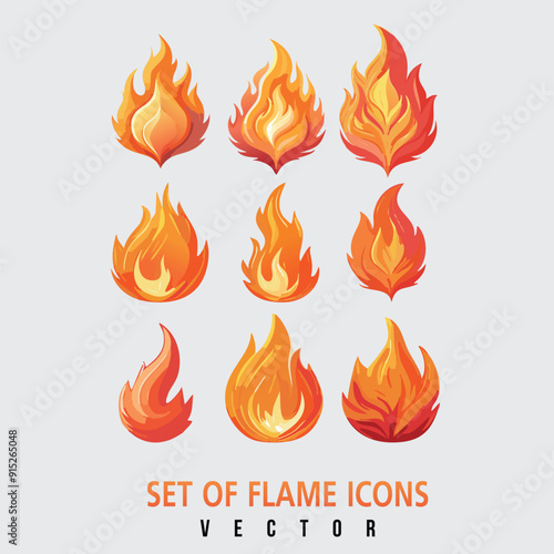 Set of Flame vector editable.