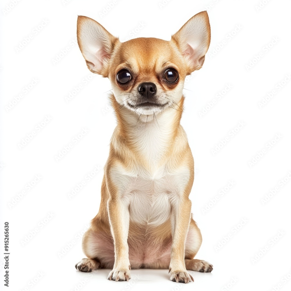 Adorable Chihuahua Sitting on White Background Adorable Chihuahua Sitting on White Background