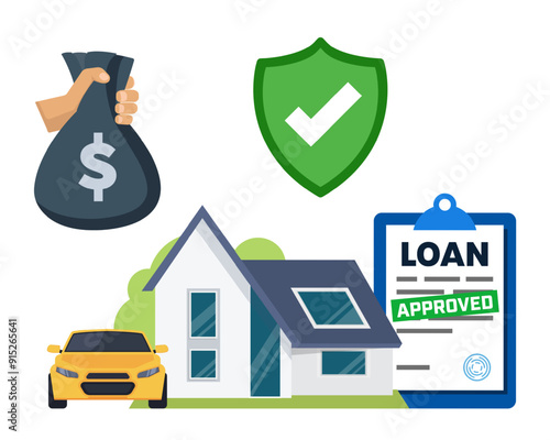 House and Car loan approved - vector illustration.