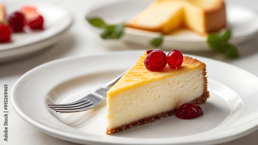 a single slice of delicious cheese cake on plate a single slice of delicious cheese cake on plate