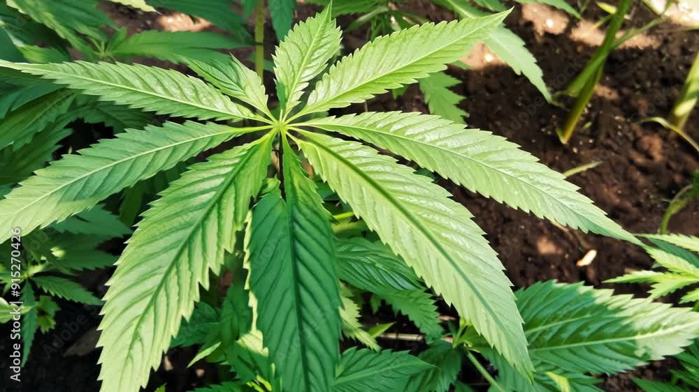 Natural Light on Cannabis Plant Leaves Natural Light on Cannabis Plant Leaves