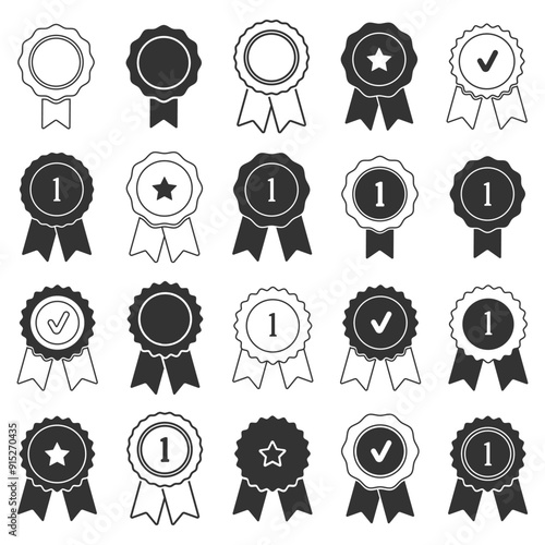 Certificate badge icon. Premium quality. Seal stamp. Achievement badge. Profile Verification. Quality mark. Vector check mark. Approval sign. Task done. Project completed.