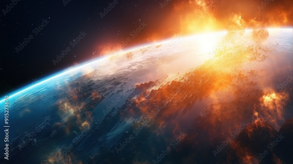 Fototapeta premium Fiery Planet from Space