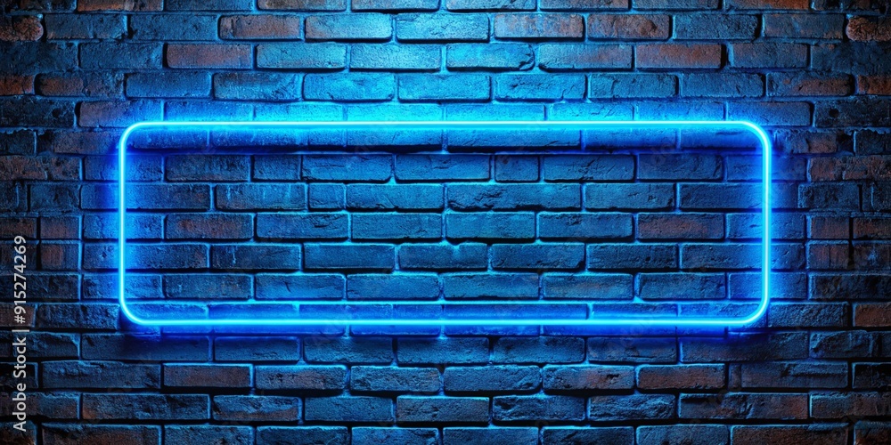 blue neon light on a brick wall at night blue neon light on a brick wall at night