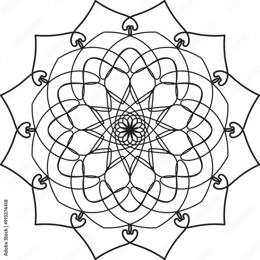 Obraz premium Mandala Line Illustration, Mandala Line Drawing Design, mandala design
