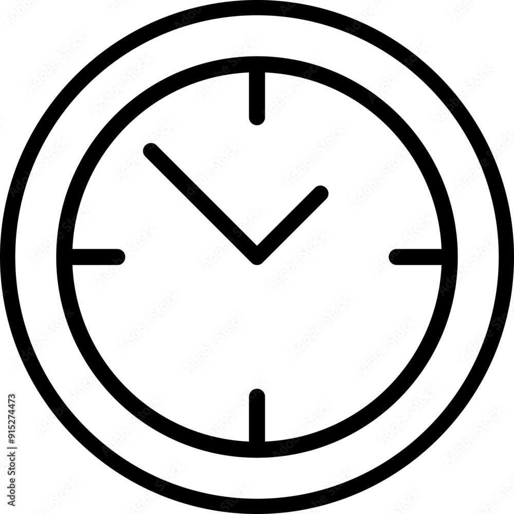Clock vector icon in outline style Clock vector icon in outline style