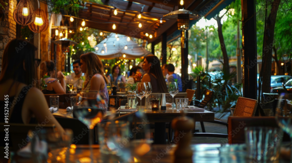 Fototapeta premium Modern Restaurant Interior with Wooden Floors and Booths