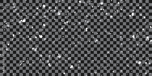 Snow overlay illustration. Winter background vector. Falling snowflakes with transparent changeable background.