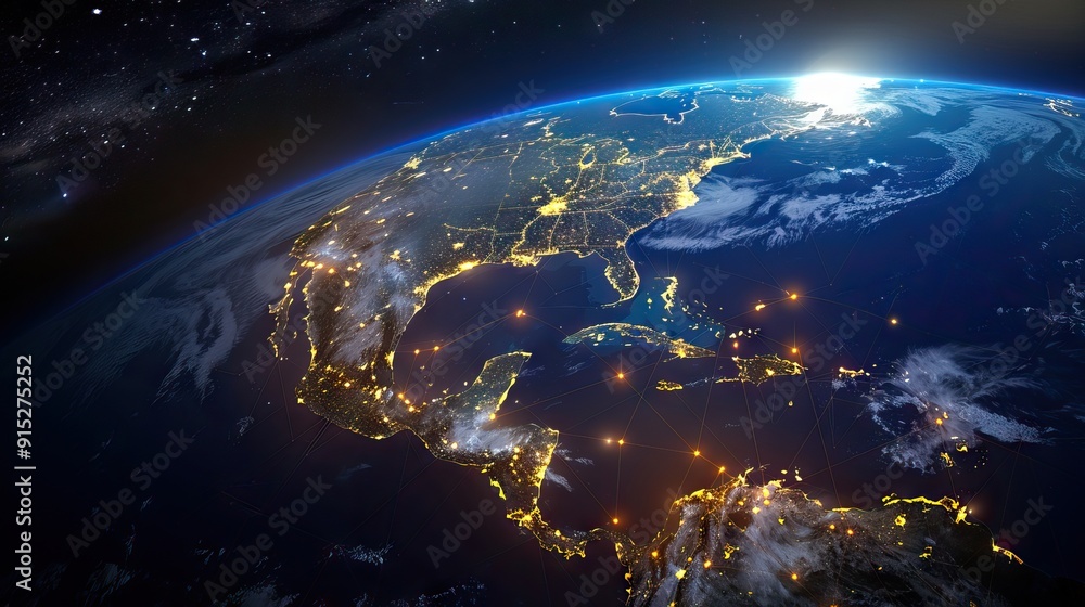 3D Render of Planet Earth with Glowing Connections. AI generated illustration. 3D Render of Planet Earth with Glowing Connections. AI generated illustration.