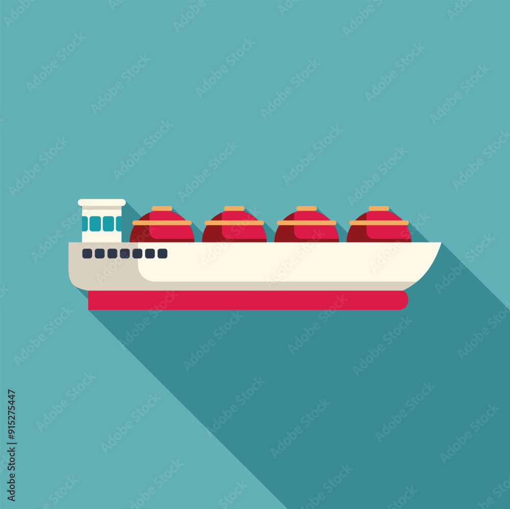 Lng tanker ship transporting liquefied natural gas on the ocean in flat design Lng tanker ship transporting liquefied natural gas on the ocean in flat design