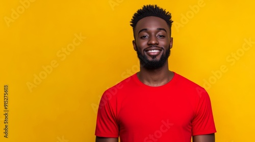 a man with a beard and red shirt