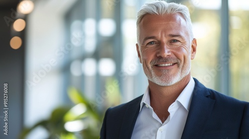 a man with white hair and a white beard smiles at the camera