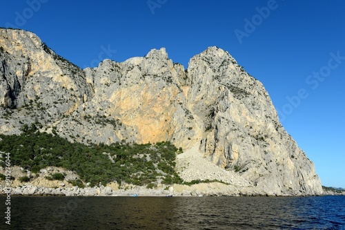 The rocky shore of Cape Aya. Surroundings of Balaklava, Sevastopol, Crimean Peninsula