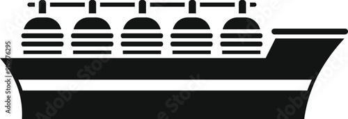 Black and white icon of a gas carrier ship transporting liquefied natural gas