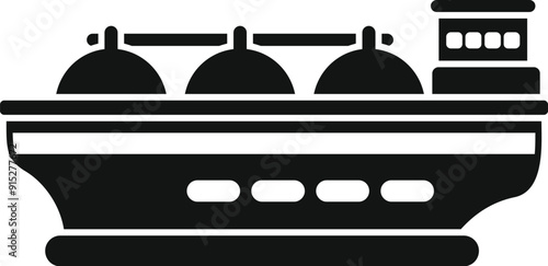 Black and white icon of an lng tanker ship transporting liquefied natural gas
