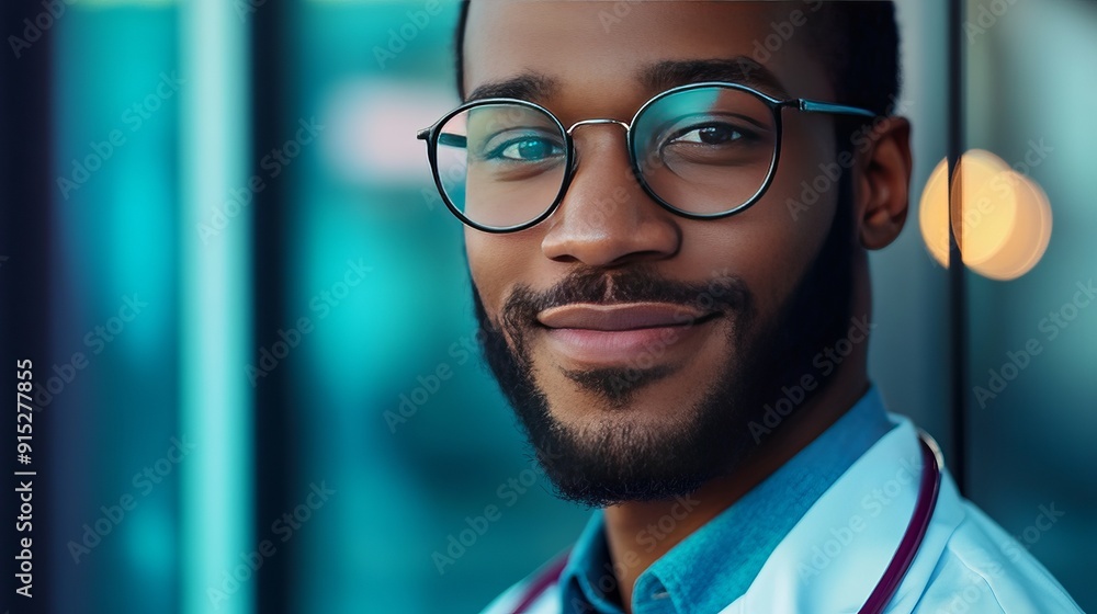 Happy black doctor headshot portrait Happy black doctor headshot portrait