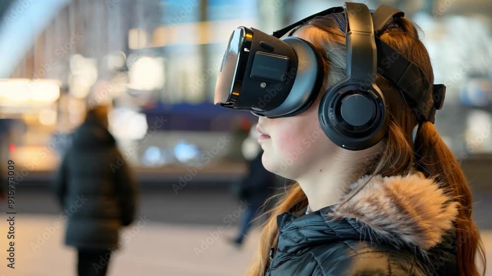 A young student exploring virtual reality for an interactive learning experience, showcasing innovative educational tools A young student exploring virtual reality for an interactive learning experience, showcasing innovative educational tools