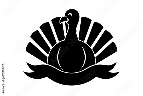 Black Turkey Mascot Logo on Black Background with 'Turkey' Text - Printable Design File photo