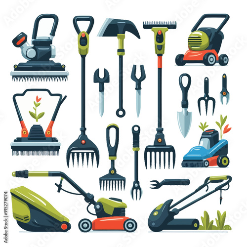 Garden trimmer set vector illustration 