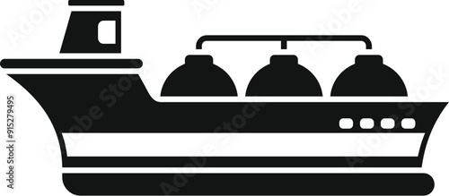 Black and white icon of a large cargo ship transporting liquefied natural gas