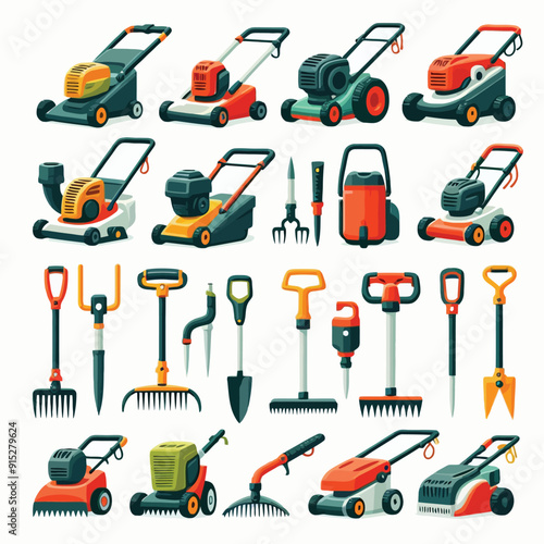 Garden trimmer set vector illustration 