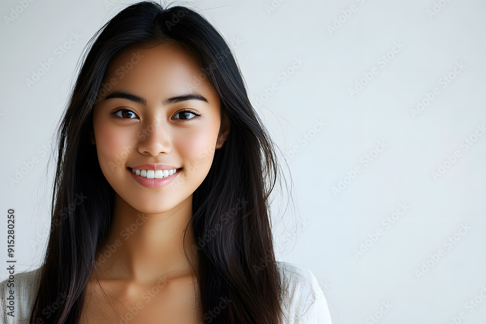 Beautiful young asian woman with clean fresh skin on white background. Face care, Facial treatment concept Beautiful young asian woman with clean fresh skin on white background. Face care, Facial treatment concept