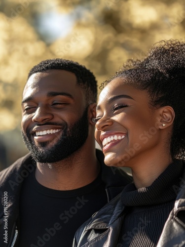 A happy couple smiling at the camera