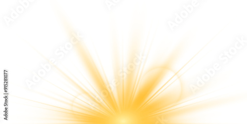 Transparent yellow sunlight special lens flash light effect. Sun light with glare. Golden flash png. Vector illustration for perfect effect with sparkles. Sun rays png. 